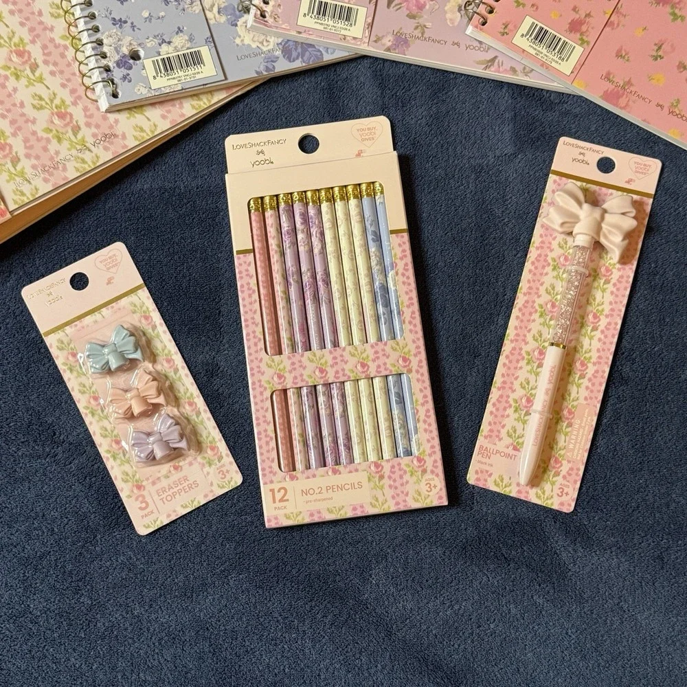 LoveShackFancy x Target Set Binder Dividers Notebooks Pen Pencils Erasers Pink